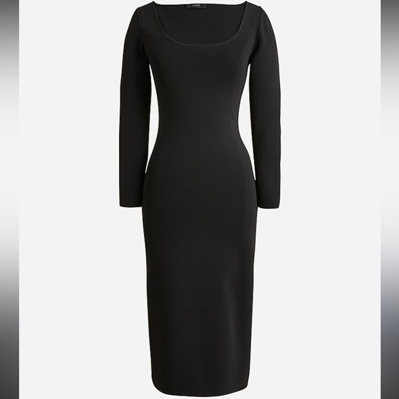 J. Crew Dresses & Skirts - J. Crew Scoop Neck Ribbed Elegant Black Long Sleeve Dress L